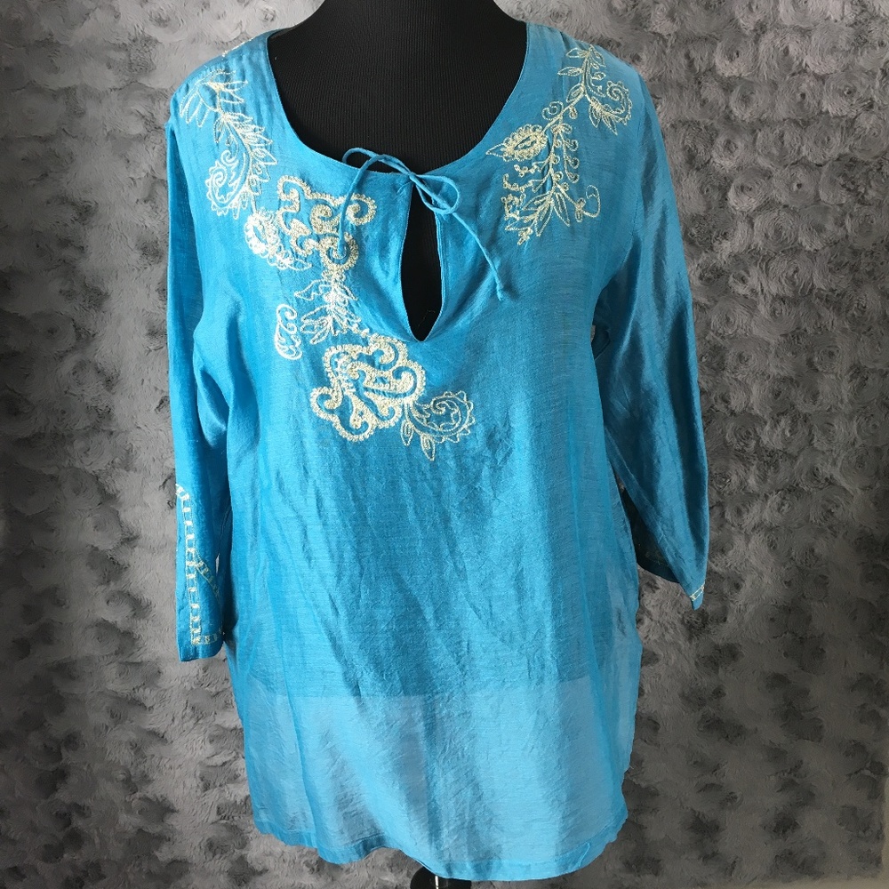 Chico's Embellished Turquoise Tunic